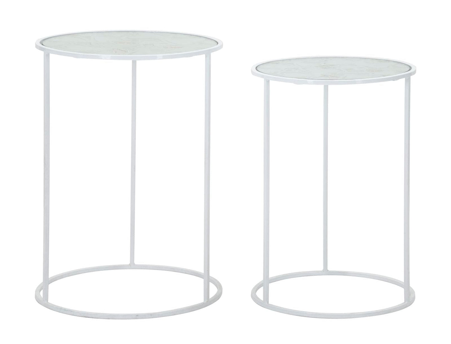 Mauro Ferretti TABLE WHITE HARTS COPPIA CM Ø 43X60-38X55