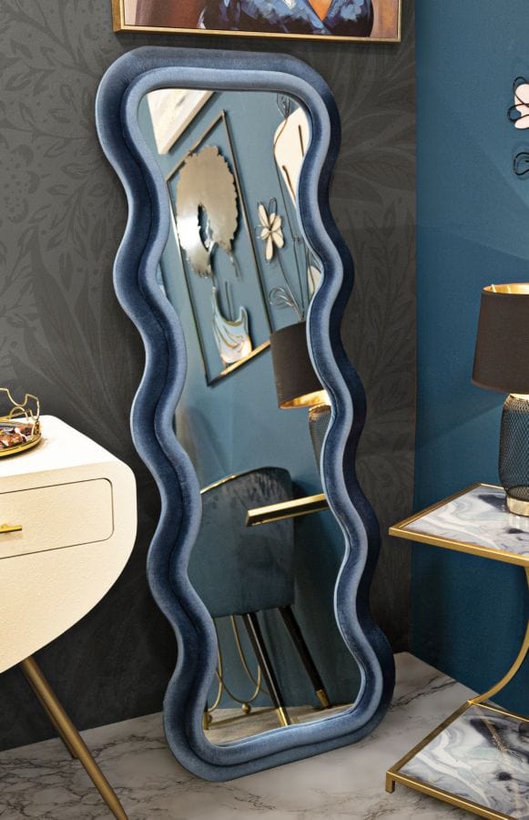 Mauro Ferretti WALL MIRROR EMILY BLUE VELVET CM 60X6X160