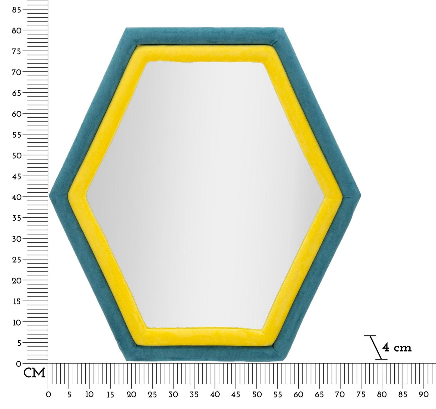 Mauro Ferretti WALL MIRROR TONY BLUE/YELLOW VELVET CM 75X4X80