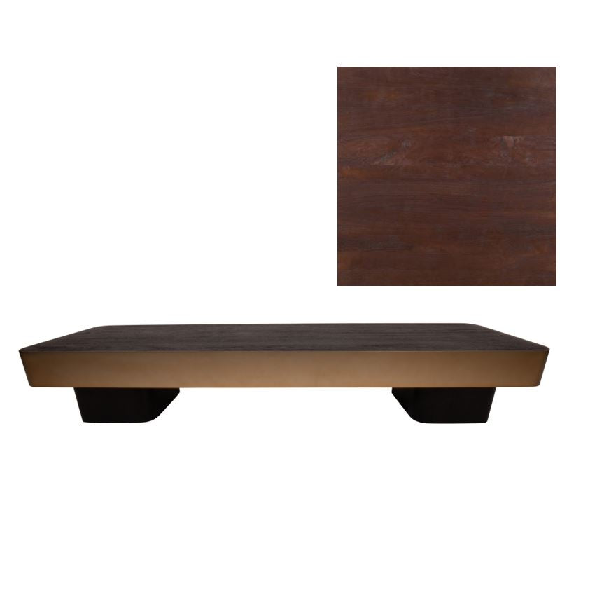 Warren Salontafel 180x45x31 bruin hout goud mtl