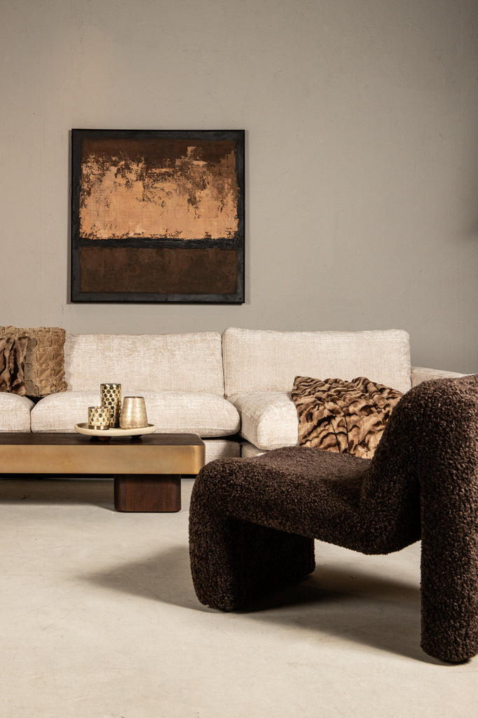 Warren Salontafel 180x45x31 bruin hout goud mtl
