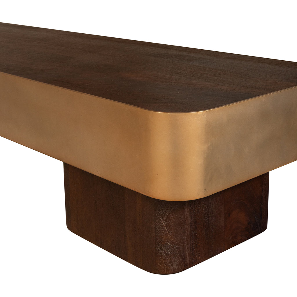 Warren Salontafel 180x45x31 bruin hout goud mtl