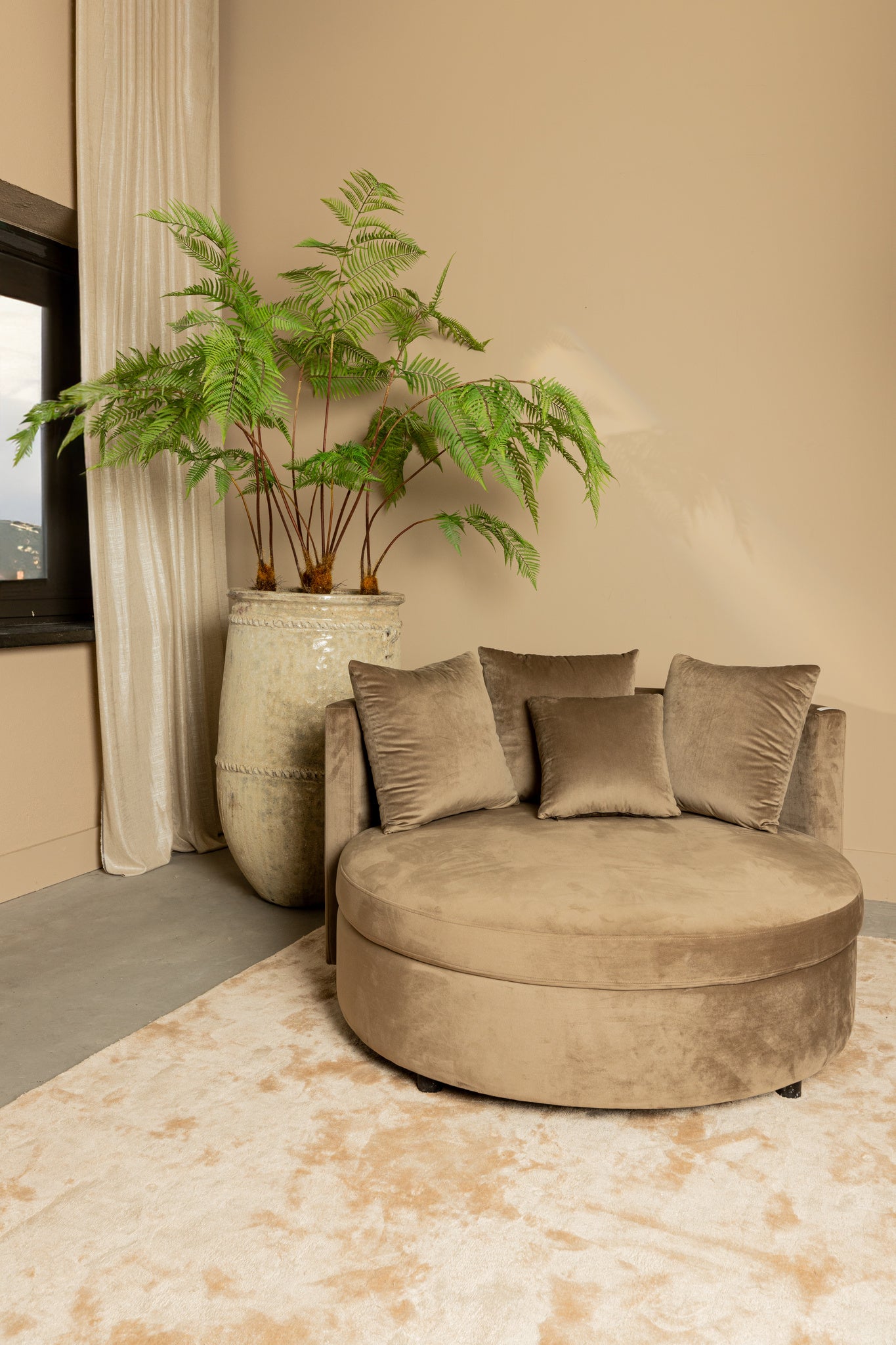 Fayen Velvet Sand Fauteuil Half Round KD