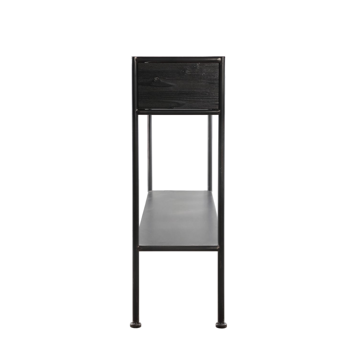 Ray Black Wooden Sidetable Metal Frame 2 Drawer