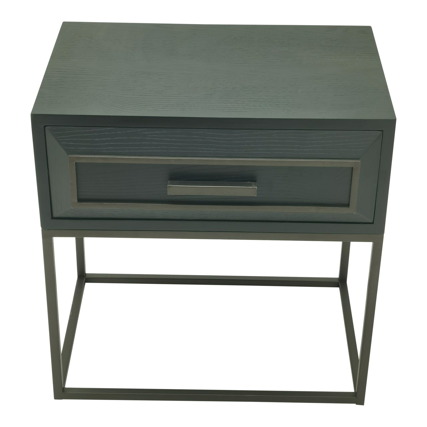 Lixly Black Wood Iron Frame Bedside Cabinet