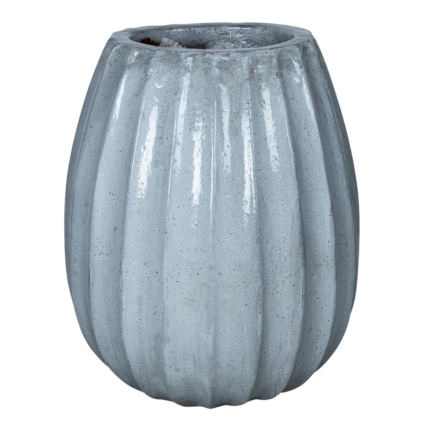 Lionne White Ceramic Pot Ribbed Bulb Round L