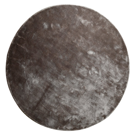 Flavia Grey Viscose Handwoven Carpet Round S