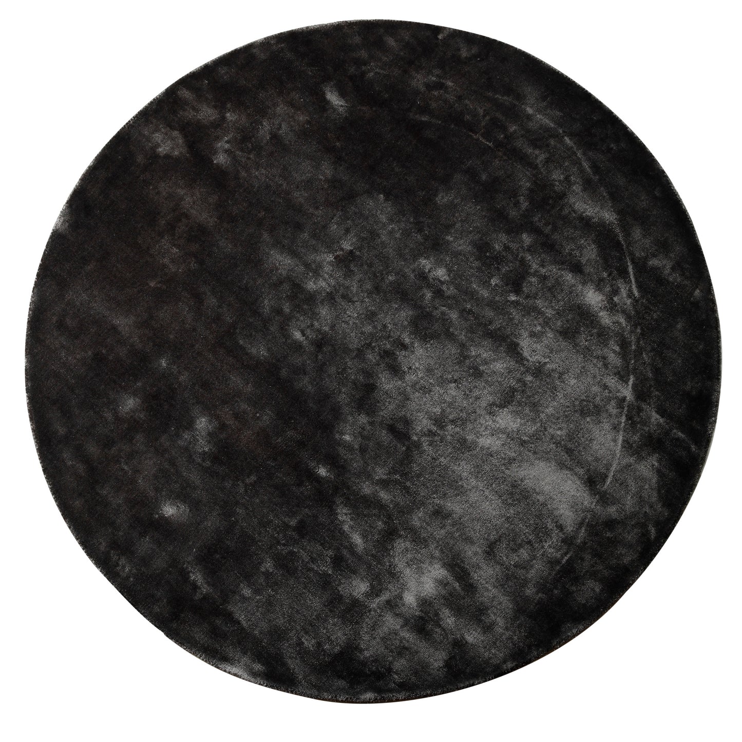 Flavia Black Viscose Handwoven Carpet Round S