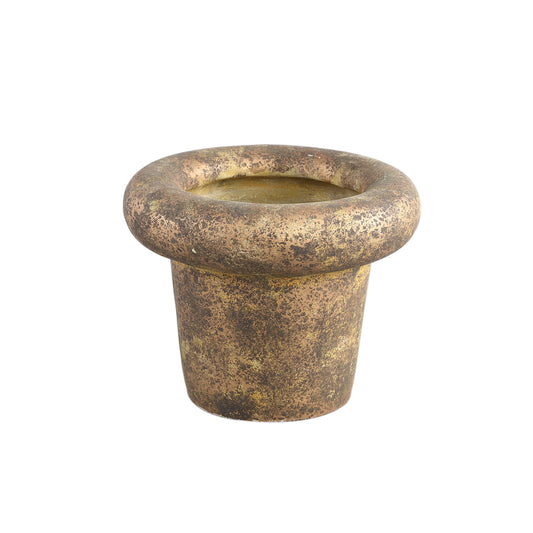 Relandi Gold Cement Pot Cone Thick Border Round M