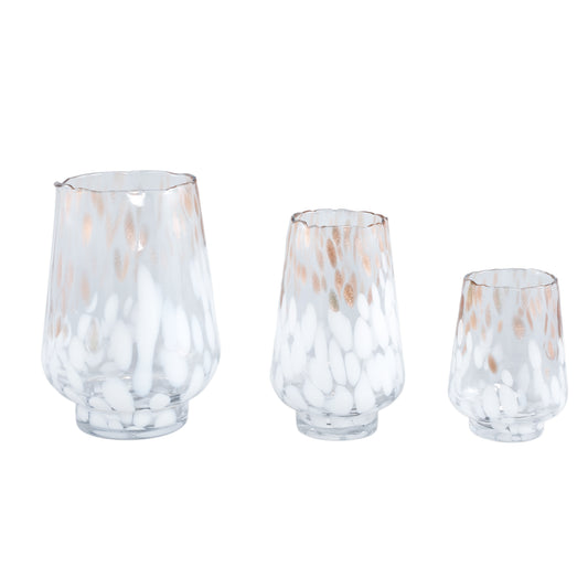 Angelina White Gold Dots Glass Stormlight Round L