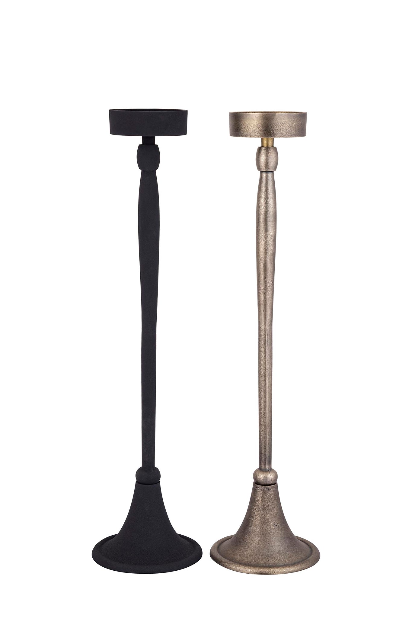 Zival Brass Casted Alu Candleholder Round High
