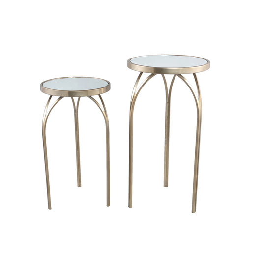 Rikka Gold Iron Fairy Sidetable Mirror Top Round S