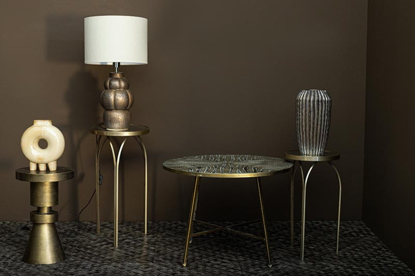 Rikka Gold Iron Fairy Sidetable Mirror Top Round S