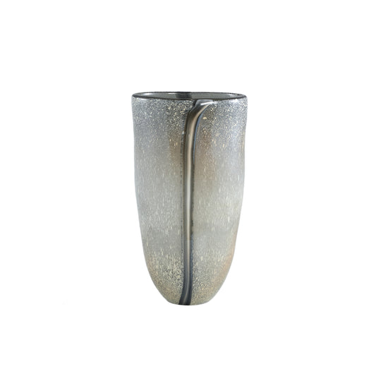 Nicho Cream Glass Vase With Stripe Round
