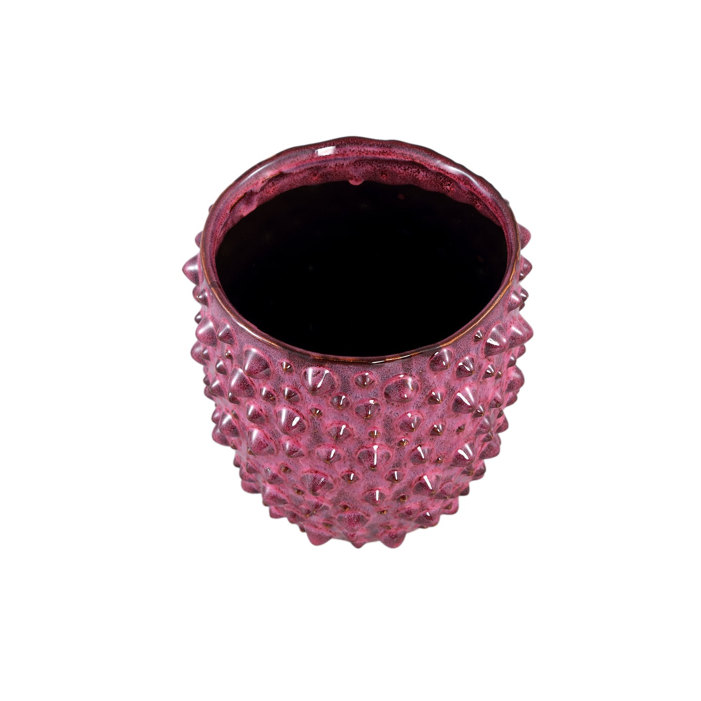 Marel Red Glazed Ceramic Pot Rough Dots Round XL