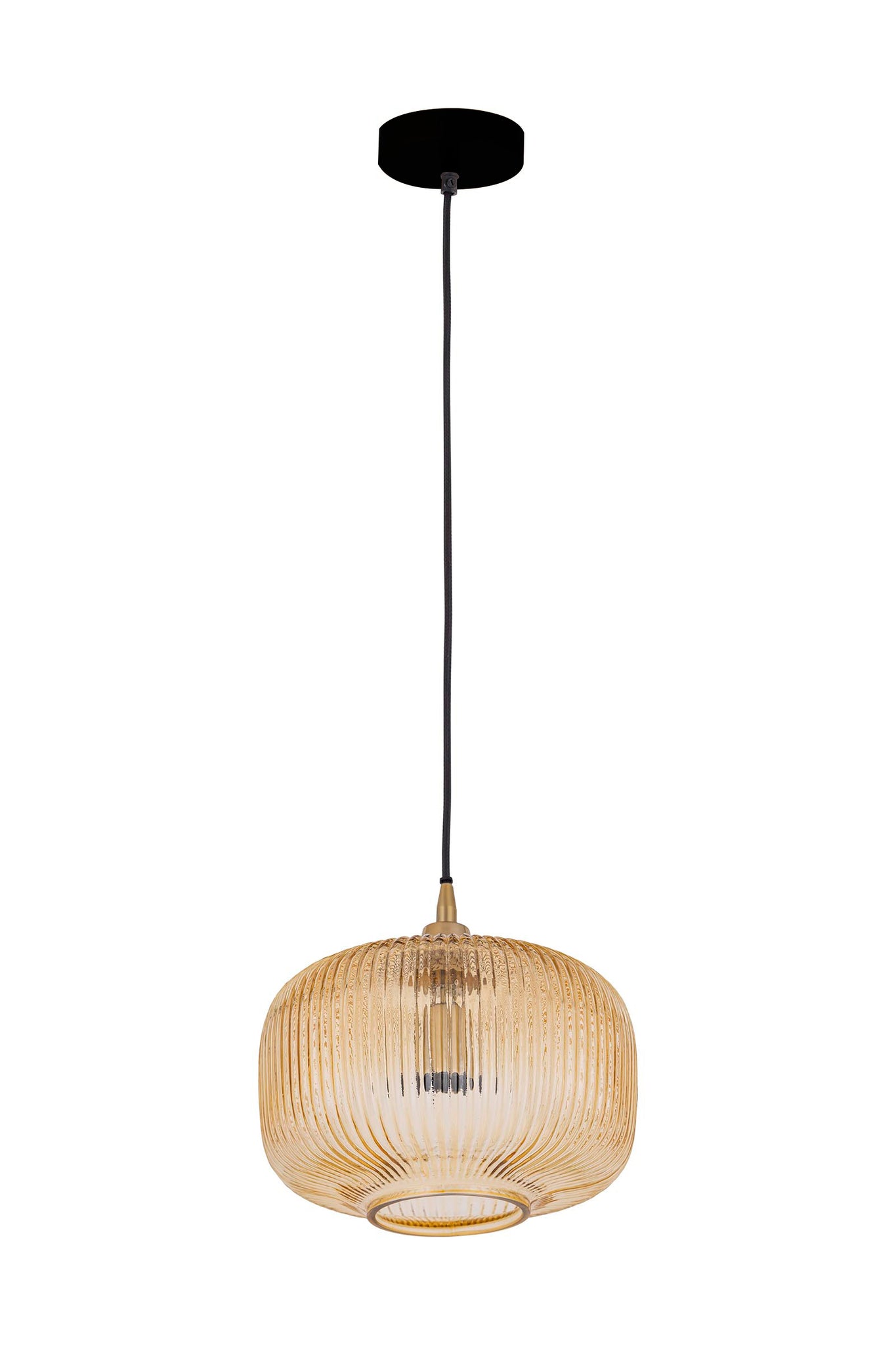 Juliet Amber Glass Hanging Lamp Wide