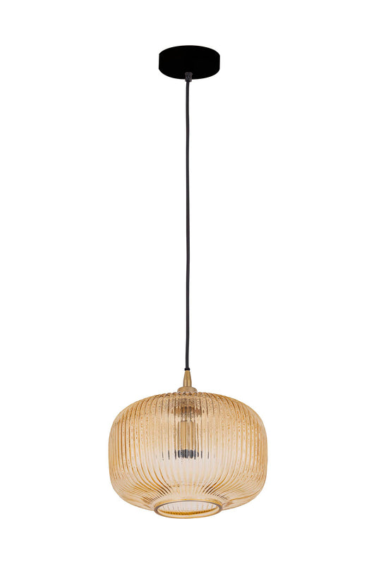 Juliet Amber Glass Hanging Lamp Wide