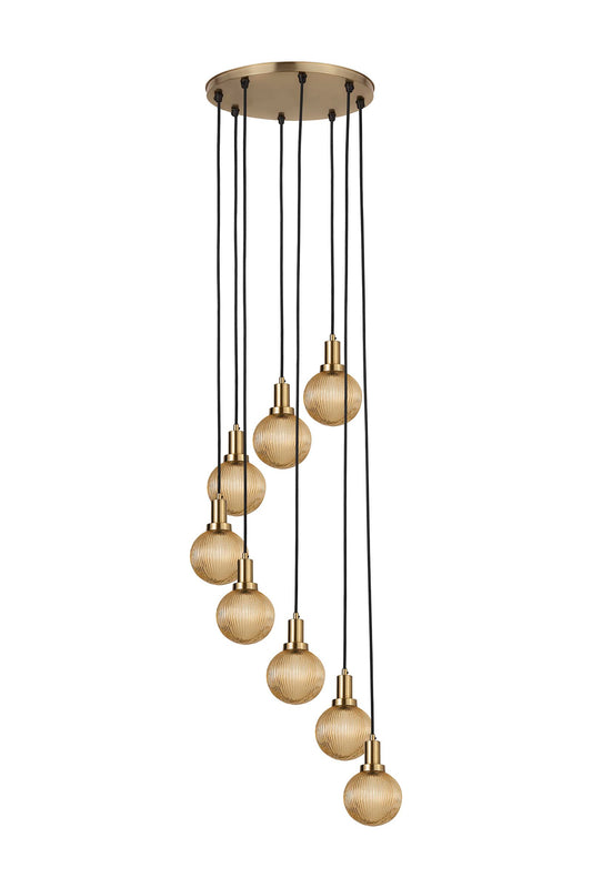 Juliet Amber Glass Hanging Lamp 8 Pcs Swirl