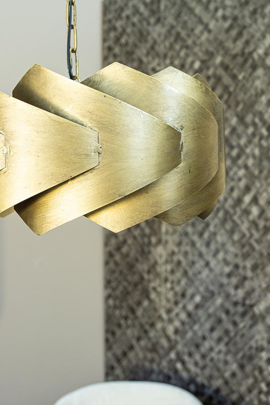 Arix Gold Metal Hanging Lamp Round Layered Shade