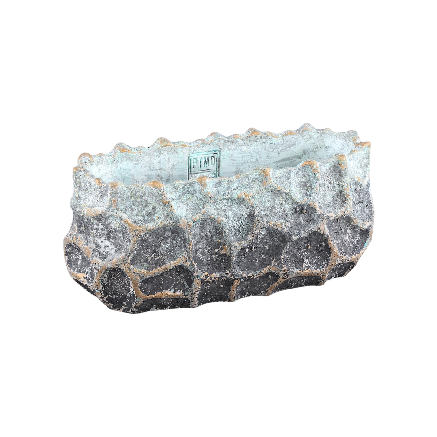 Kixx Grey Cement Pot Angled Shapes Oval L
