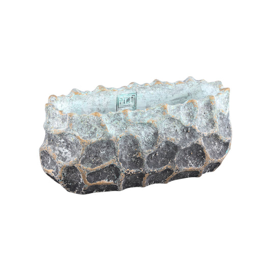Kixx Grey Cement Pot Angled Shapes Oval L