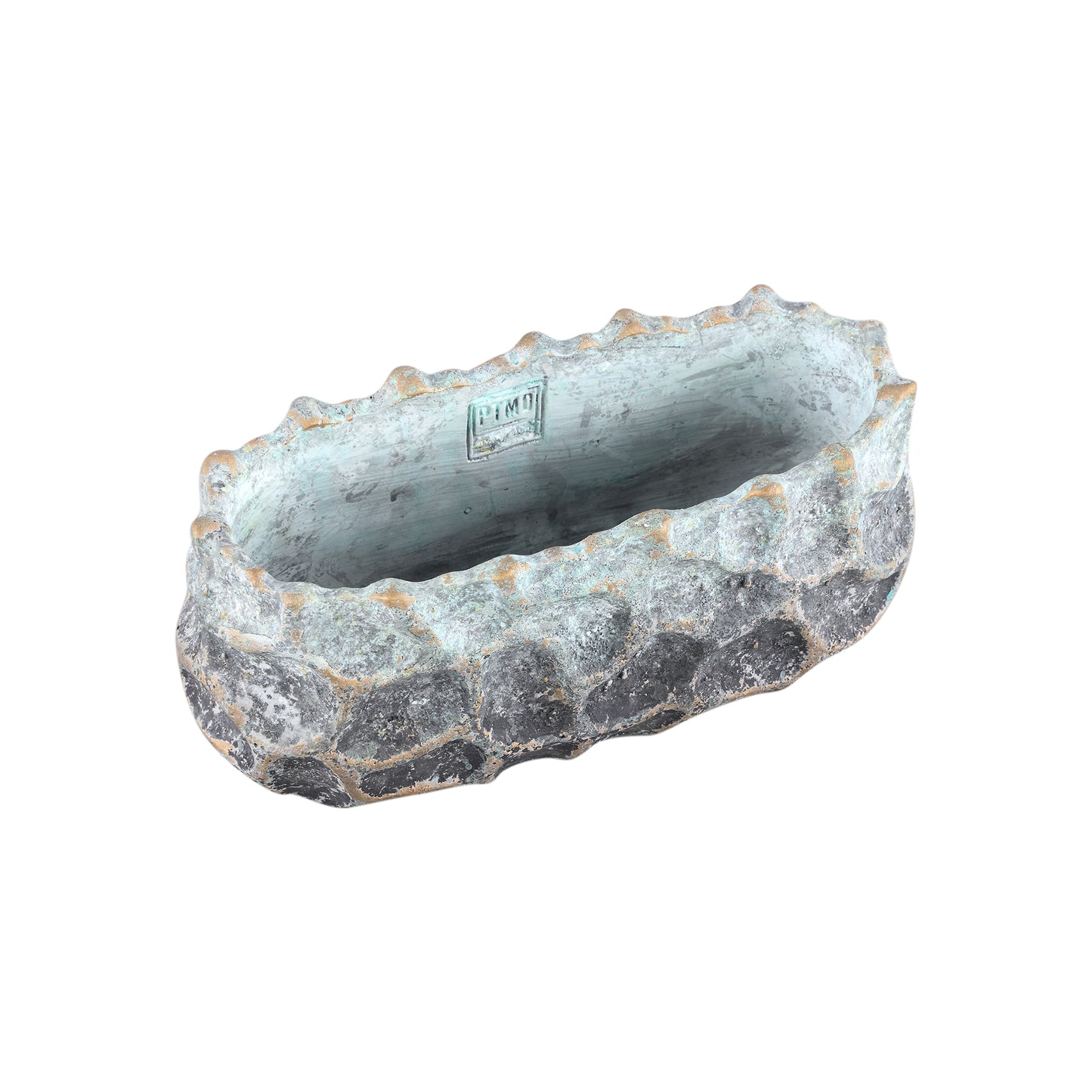 Kixx Grey Cement Pot Angled Shapes Oval L