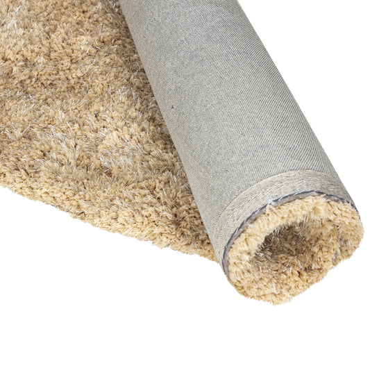 Jups Beige Fabric Handwoven Carpet Round L