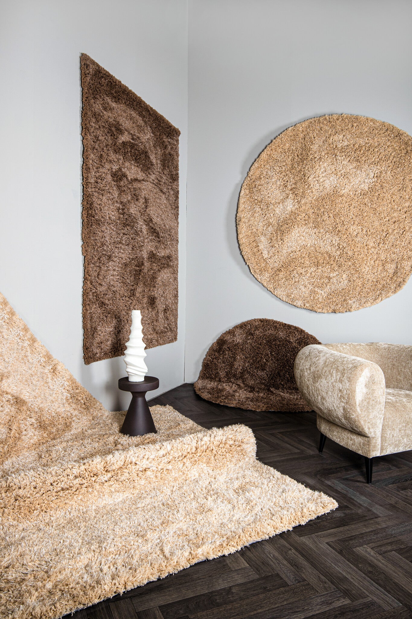 Jups Brown Fabric Handwoven Carpet S