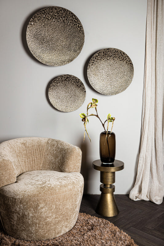 Jups Brown Fabric Handwoven Carpet Round S