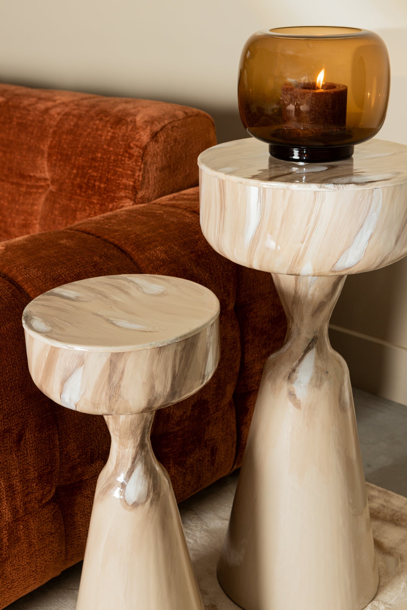 Maran Cream Shiny Iron Sidetable Round S
