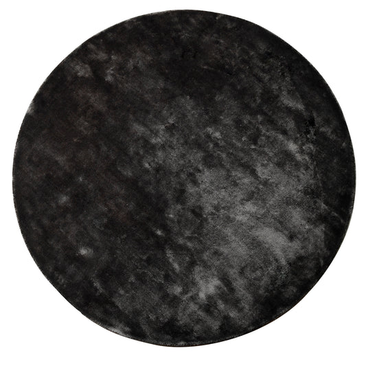 Flavia Black Viscose Handwoven Carpet Round