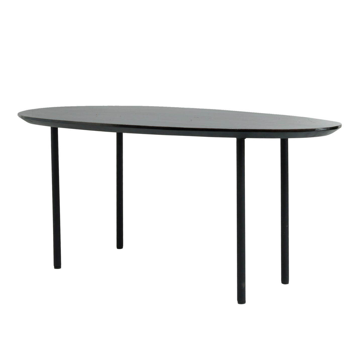 Oxil Black Wood Side Table Egg Shape Top SV2