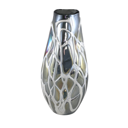 Conck Grey Solid Glass Vase White Organic L