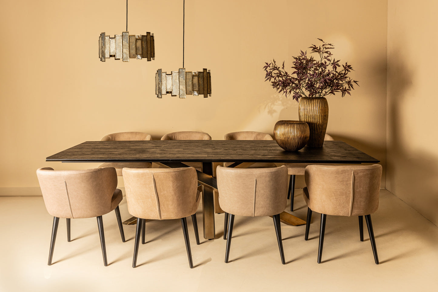 Fiori Taupe Terra Leather Dining Chair
