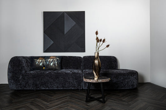 Lujo Sofa Anthracite Fiore Fabric Left Ottoman