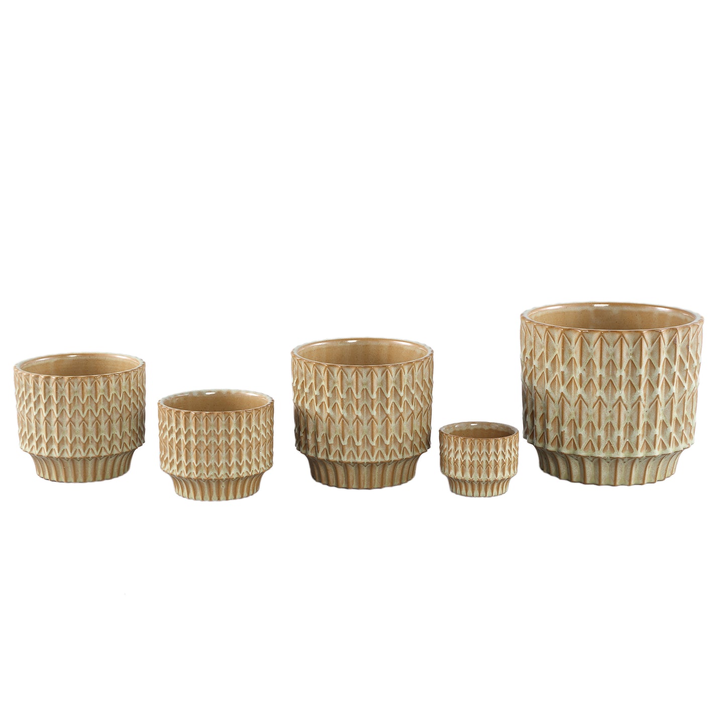 Ruub Green Glazed Ceramic Pot Motive Round S