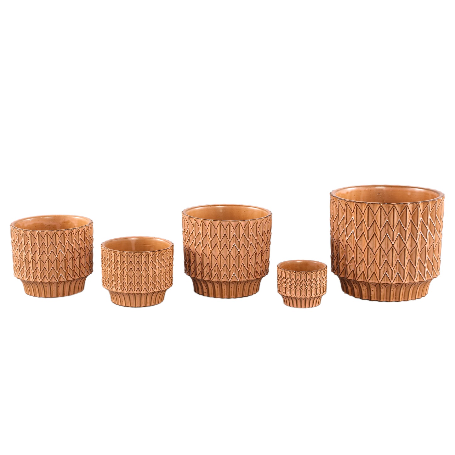 Ruub Orange Glazed Ceramic Pot Motive Round S