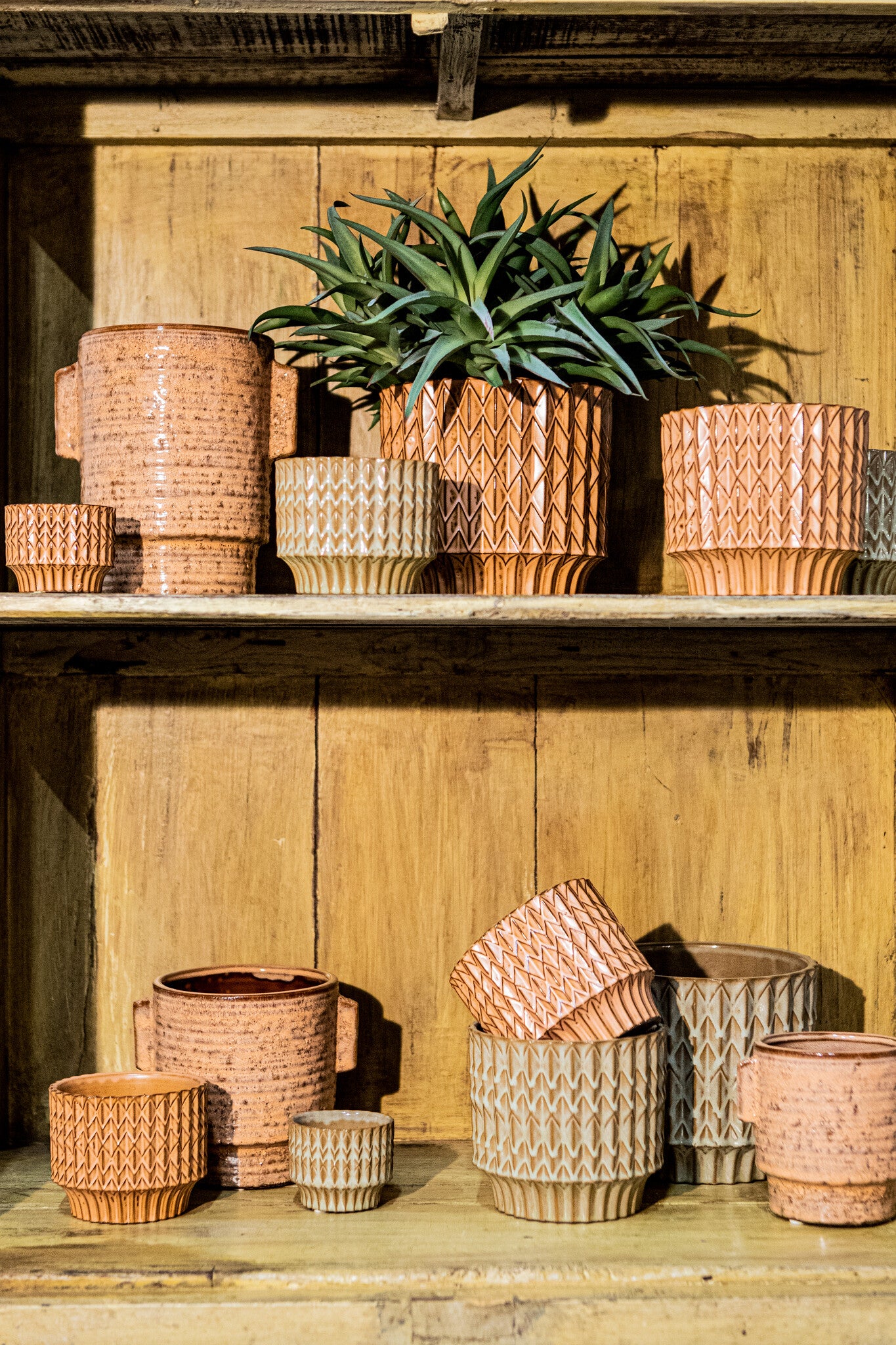 Ruub Orange Glazed Ceramic Pot Motive Round S