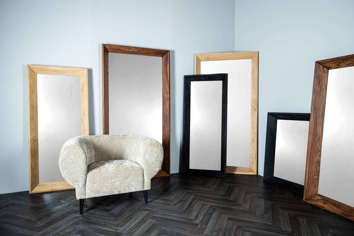 Chevar Black Oak Wood Mirror Rectangle S