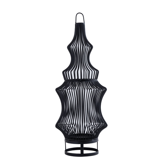 Tobin Black Iron Round Wired Shaped Lantern