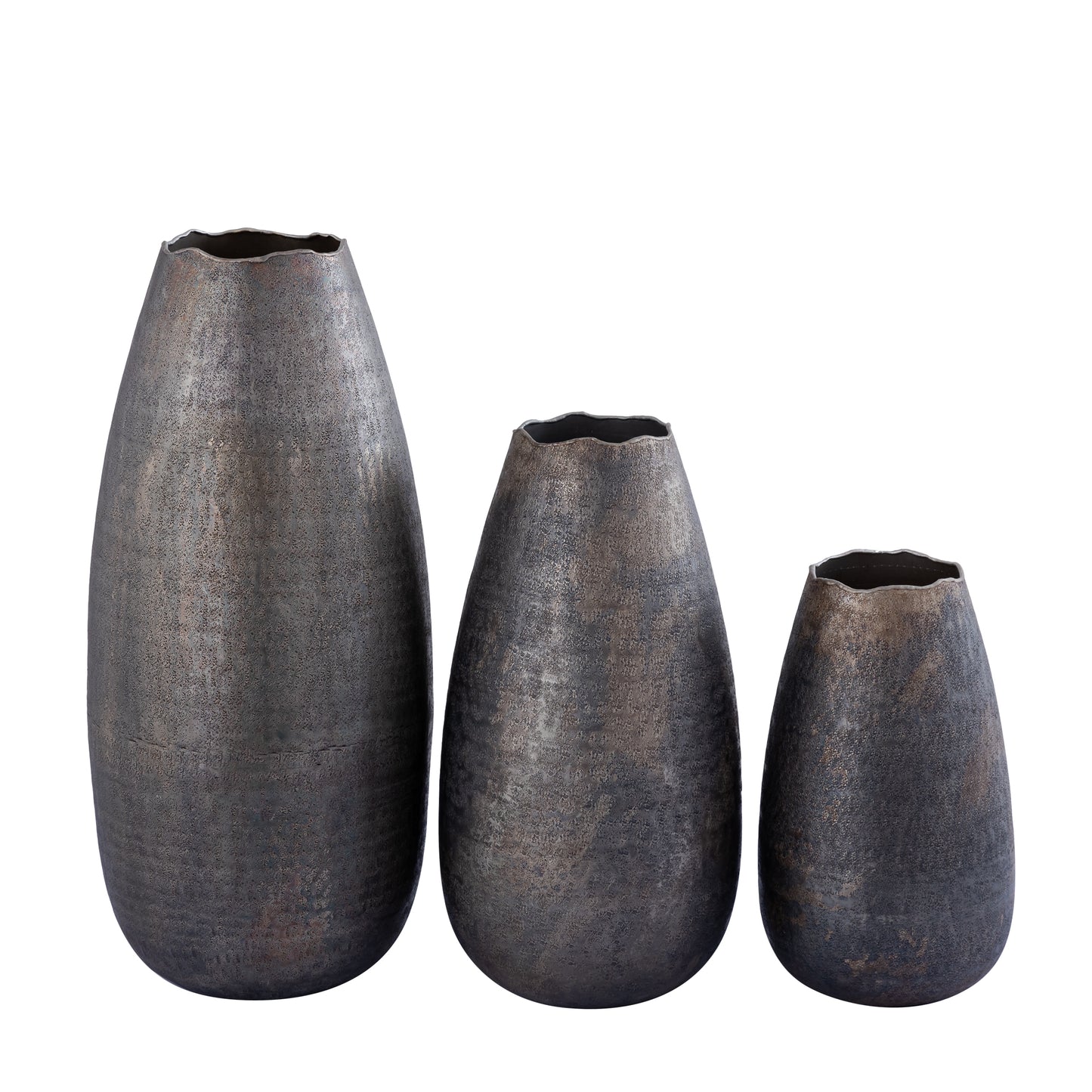 Semin Silver Alu Round Rustic Pot Wavy Edge M