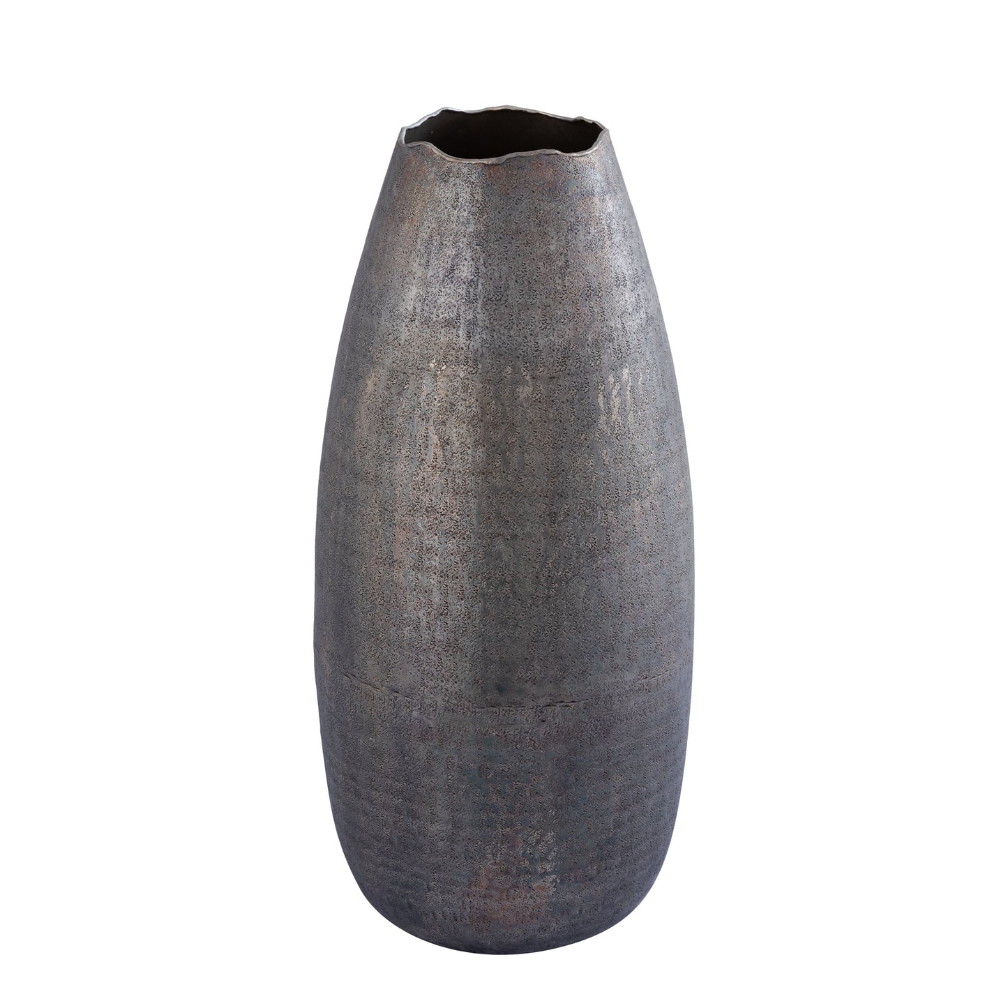 Semin Silver Alu Round Rustic Pot Wavy Edge L