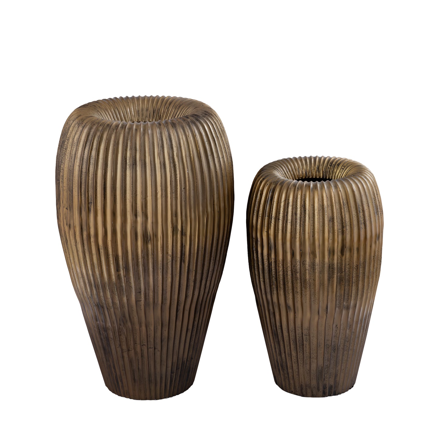 Russel Gold Alu Round Pot Ribbed Low