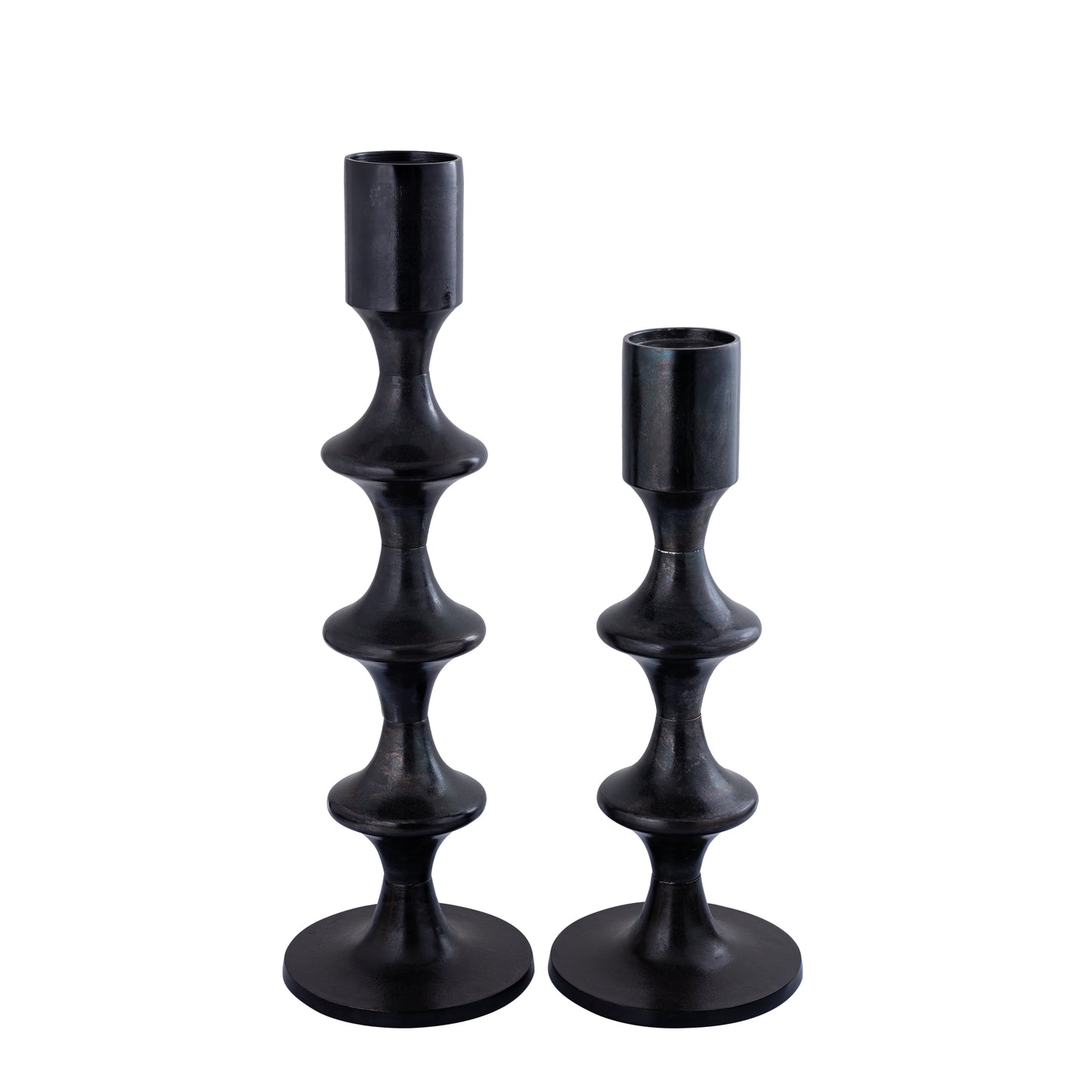 Taika Black Alu Round Candle Holder Tabs High