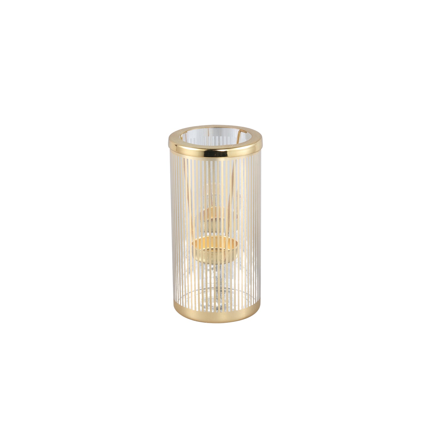 Ella Gold Glass Striped Tealight Holder S