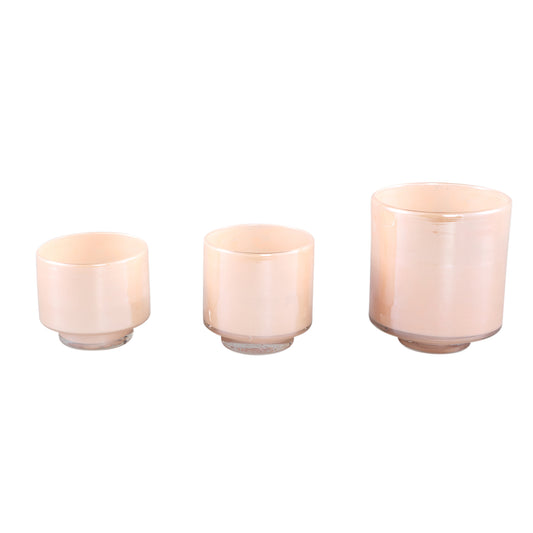 Josiah Beige Glass Tealight On Base L