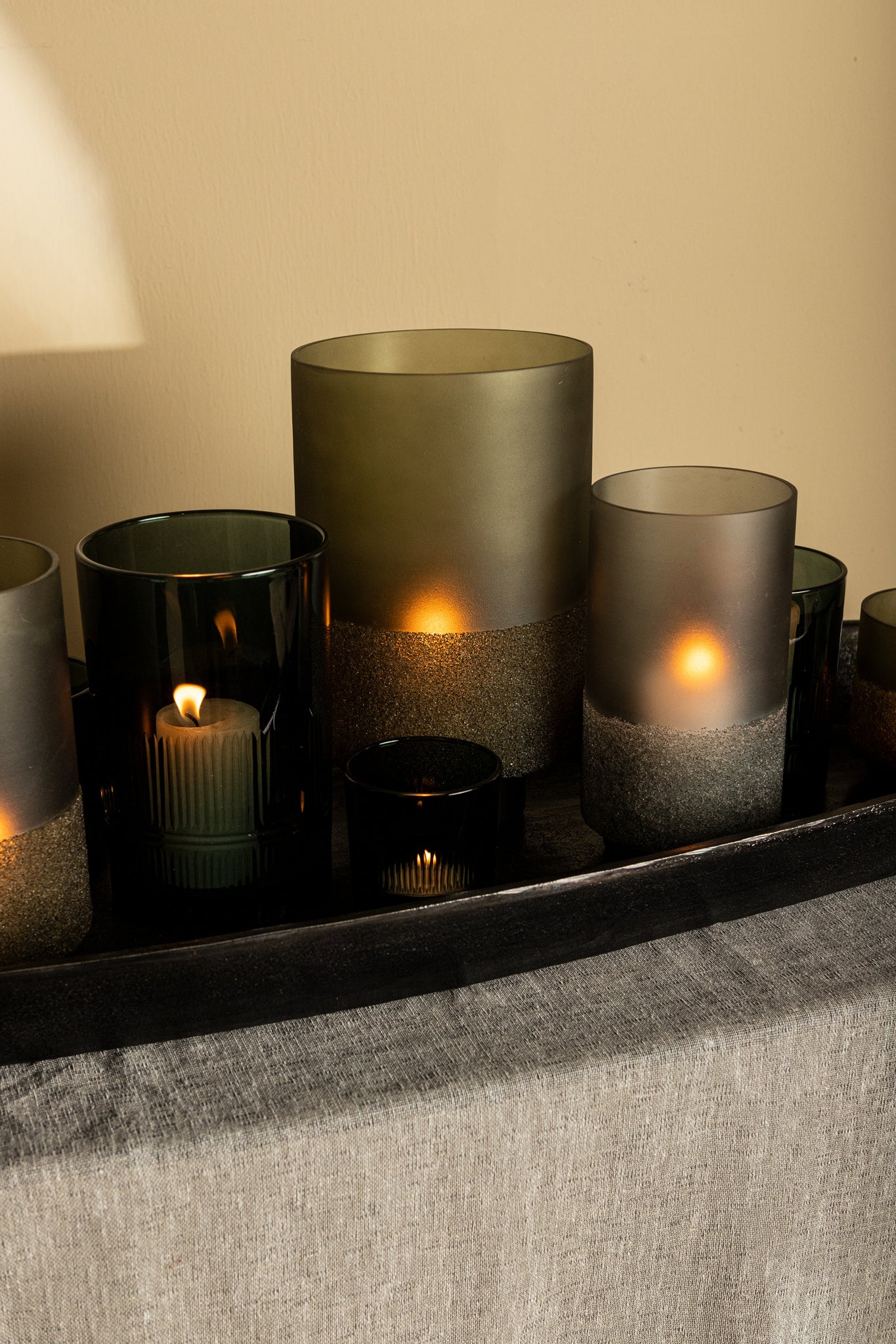 Miral Grey Glass Round Stormlight Frosted BottomS