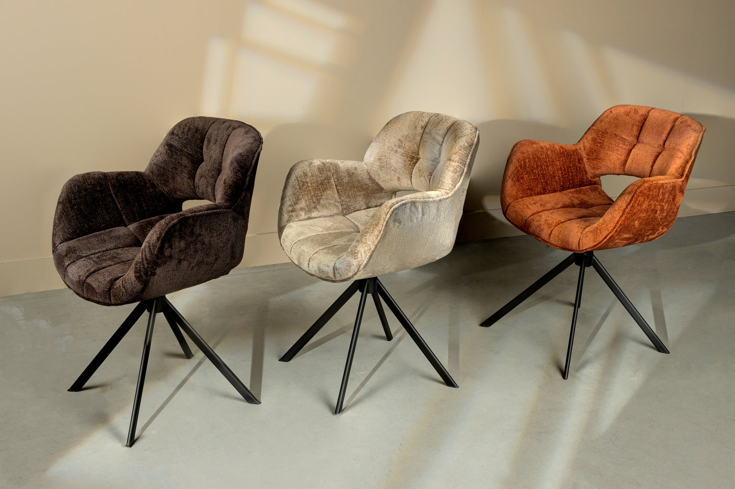 Link Dining Chair Dark Brown Fabric With Metal Legs