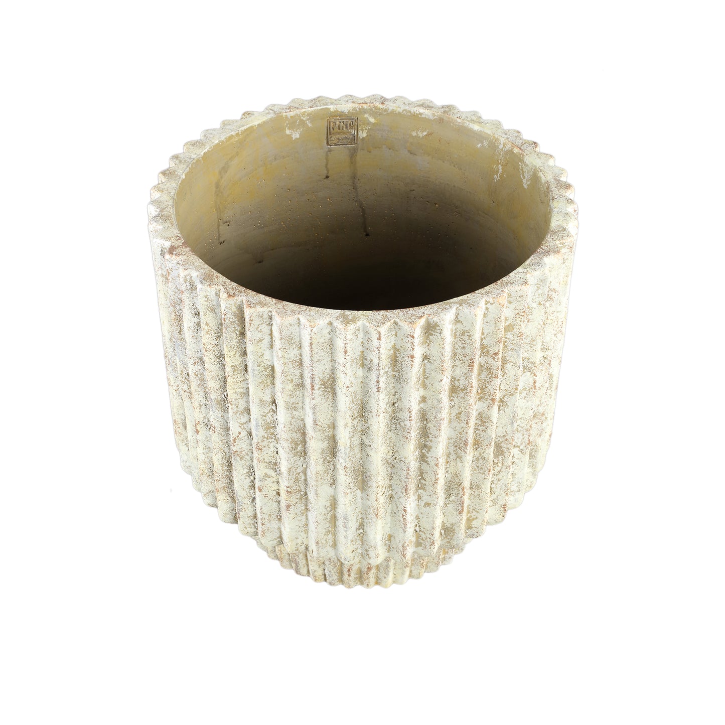 Gabriel Cream Cement Pot Round Lines  XXL
