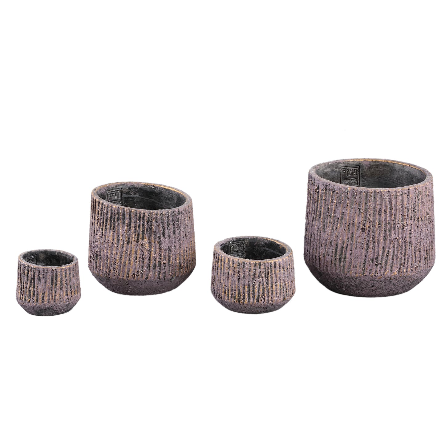 Holden Purple Cement Pot Round Gold Finish L